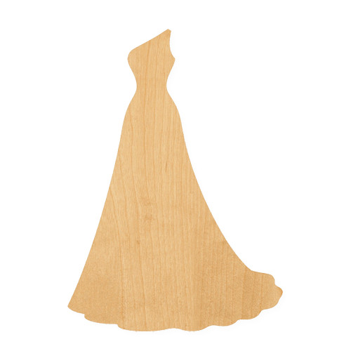 Gown Wood Cutout for Crafts, Unfinished Baltic Birch Craft Shape