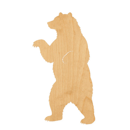 Grizzly Bear 1 Wood Cutout for Crafts, Unfinished Baltic Birch Craft Shape