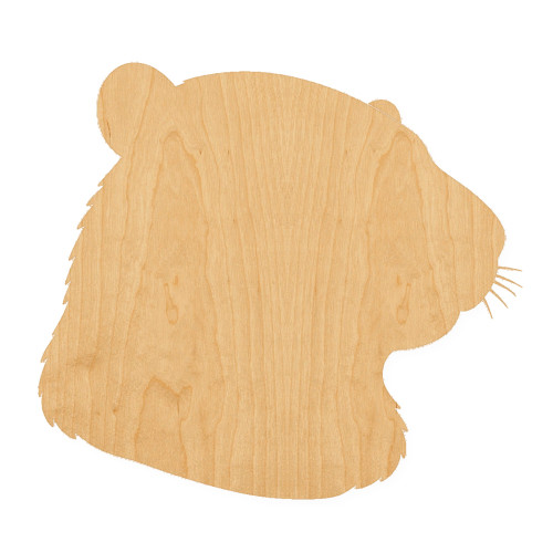 Groundhog Head Wood Cutout for Crafts, Unfinished Baltic Birch Craft Shape