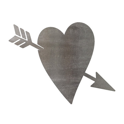 Heart Arrow Steel Cutout Shape, Raw Metal Wall Art and Craft Supply