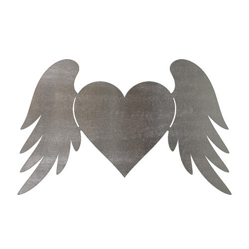 Heart With Wings Steel Cutout Shape, Raw Metal Wall Art and Craft Supply