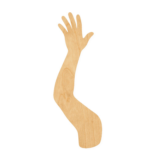 Hand And Arm Wood Cutout for Crafts, Unfinished Baltic Birch Craft Shape