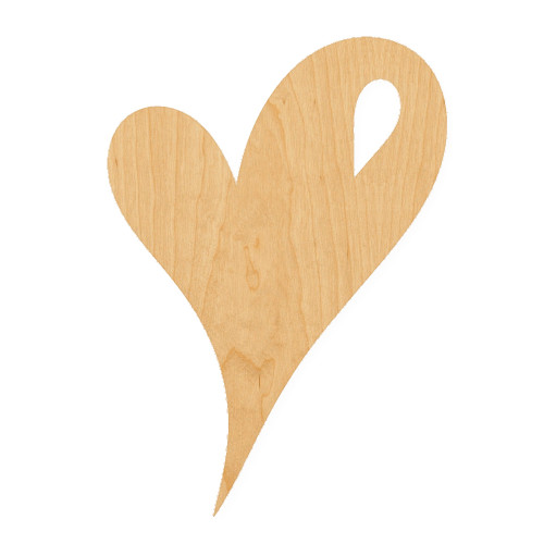 Heart 1 Wood Cutout for Crafts, Unfinished Baltic Birch Craft Shape