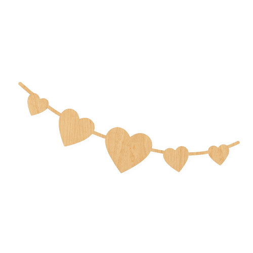 Heart Garland Wood Cutout for Crafts, Unfinished Baltic Birch Craft Shape
