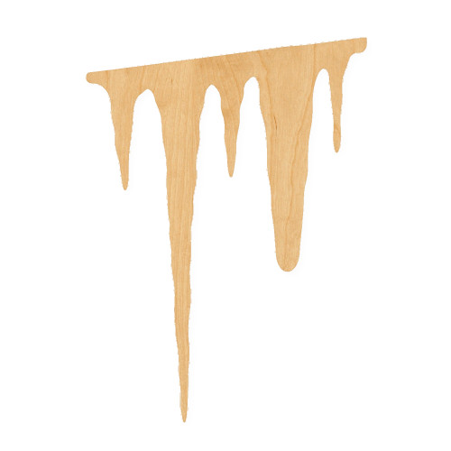 Icicle Wood Cutout for Crafts, Unfinished Baltic Birch Craft Shape