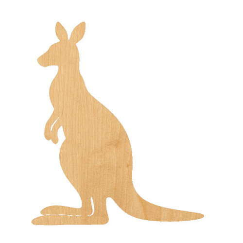 Kangaroo 2 Wood Cutout for Crafts, Unfinished Baltic Birch Craft Shape
