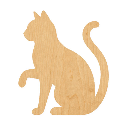 Kitty Cat Wood Cutout for Crafts, Unfinished Baltic Birch Craft Shape