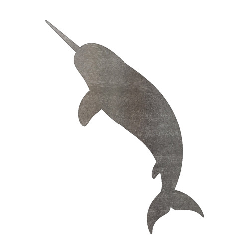 Narwhal Steel Cutout Shape, Raw Metal Wall Art and Craft Supply
