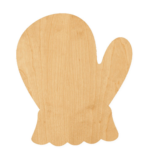 Mitten Wood Cutout for Crafts, Unfinished Baltic Birch Craft Shape