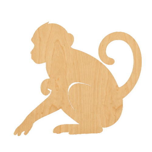Monkey 2 Wood Cutout for Crafts, Unfinished Baltic Birch Craft Shape