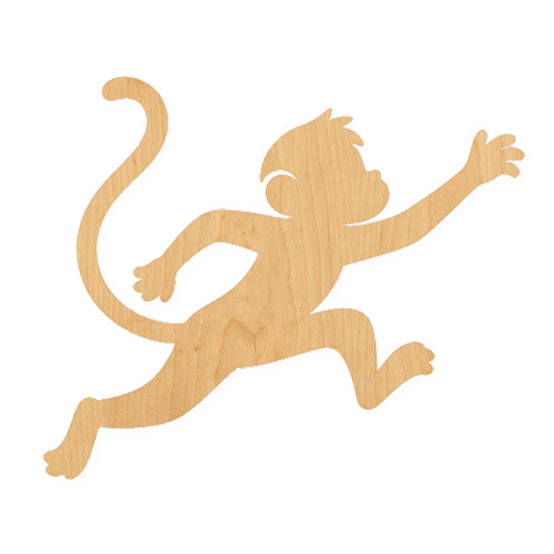 Monkey 4 Wood Cutout for Crafts, Unfinished Baltic Birch Craft Shape
