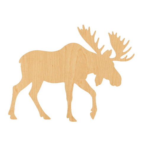 Moose 2 Wood Cutout for Crafts, Unfinished Baltic Birch Craft Shape