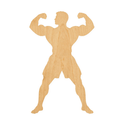 Muscle Man Wood Cutout for Crafts, Unfinished Baltic Birch Craft Shape
