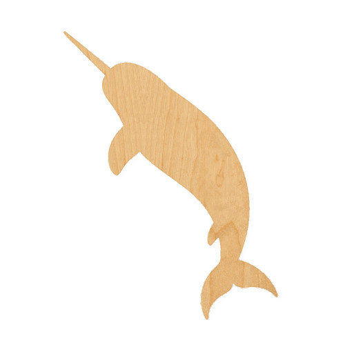 Narwhal Wood Cutout for Crafts, Unfinished Baltic Birch Craft Shape