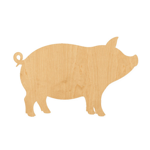 Pig 3 Wood Cutout for Crafts, Unfinished Baltic Birch Craft Shape