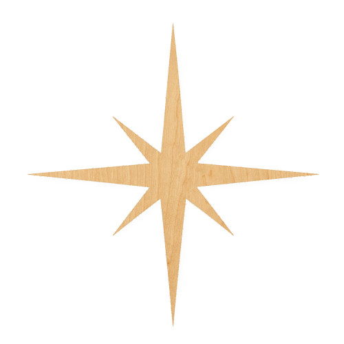 Polaris Star Wood Cutout for Crafts, Unfinished Baltic Birch Craft Shape