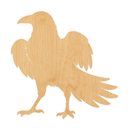 Raven 1 Wood Cutout for Crafts, Unfinished Baltic Birch Craft Shape