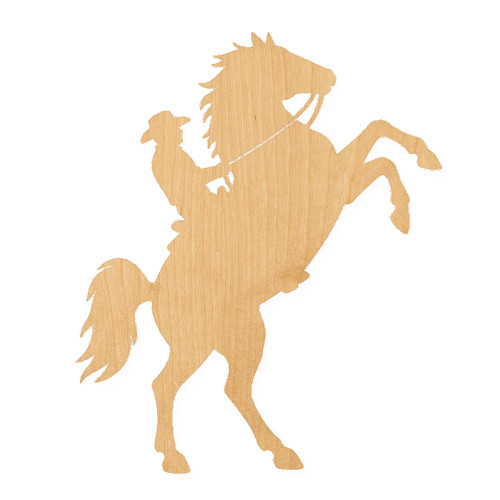 Rider On Horse Wood Cutout for Crafts, Unfinished Baltic Birch Craft Shape