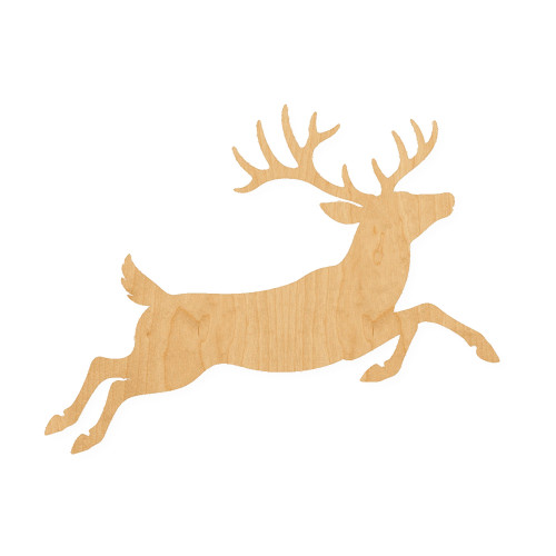 Running Buck Wood Cutout for Crafts, Unfinished Baltic Birch Craft Shape