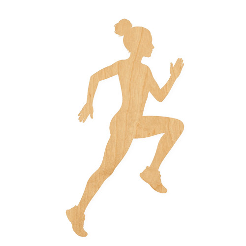 Running Girl 2 Wood Cutout for Crafts, Unfinished Baltic Birch Craft Shape