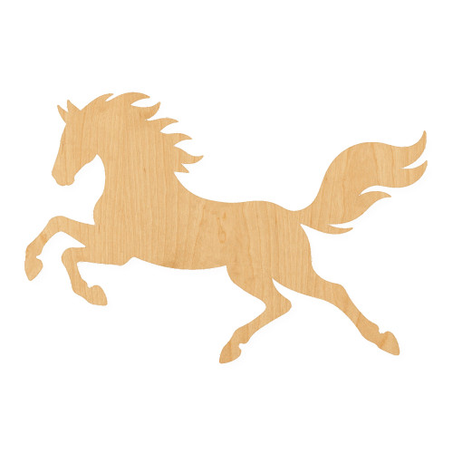 Running Horse 3 Wood Cutout for Crafts, Unfinished Baltic Birch Craft Shape