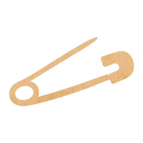 Safety Pin 2 Wood Cutout for Crafts, Unfinished Baltic Birch Craft Shape