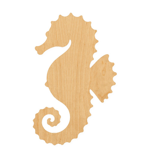 Sea Horse 1 Wood Cutout for Crafts, Unfinished Baltic Birch Craft Shape