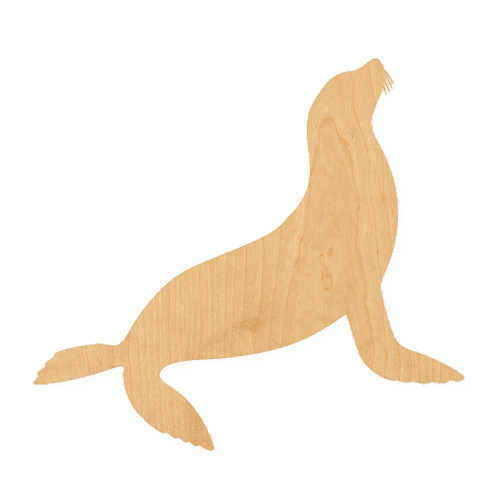 Sea Lion Wood Cutout for Crafts, Unfinished Baltic Birch Craft Shape