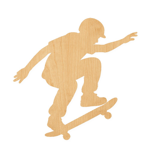 Skater Wood Cutout for Crafts, Unfinished Baltic Birch Craft Shape