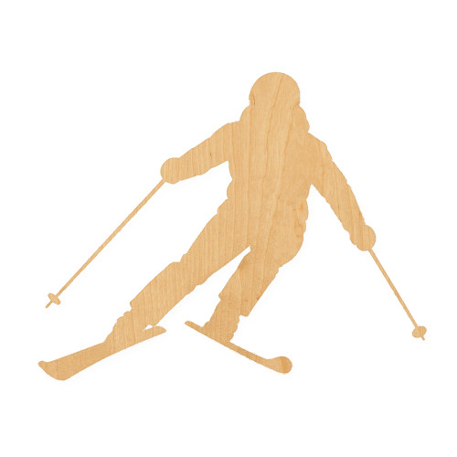 Skier 1 Wood Cutout for Crafts, Unfinished Baltic Birch Craft Shape