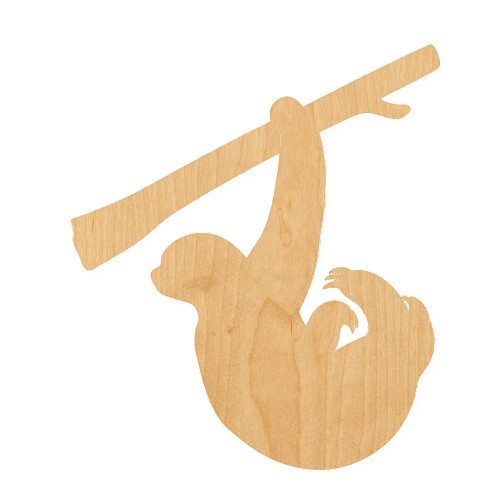 Sloth Wood Cutout for Crafts, Unfinished Baltic Birch Craft Shape