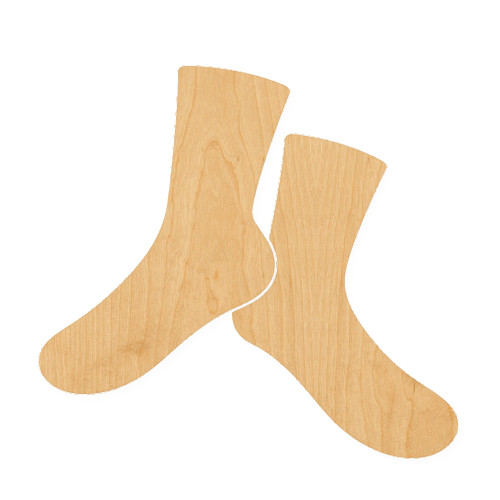 Socks Wood Cutout for Crafts, Unfinished Baltic Birch Craft Shape