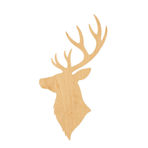 Stag Wood Cutout for Crafts, Unfinished Baltic Birch Craft Shape