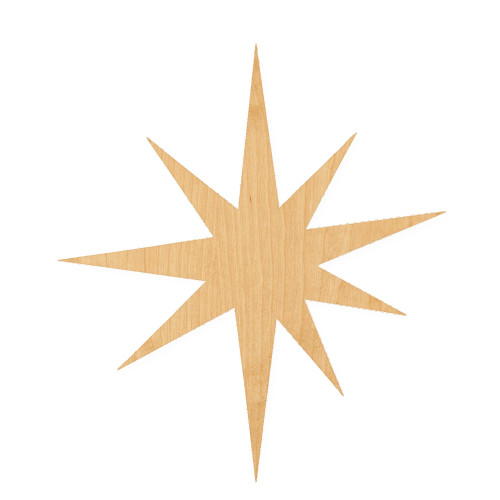 Star 1 Wood Cutout for Crafts, Unfinished Baltic Birch Craft Shape