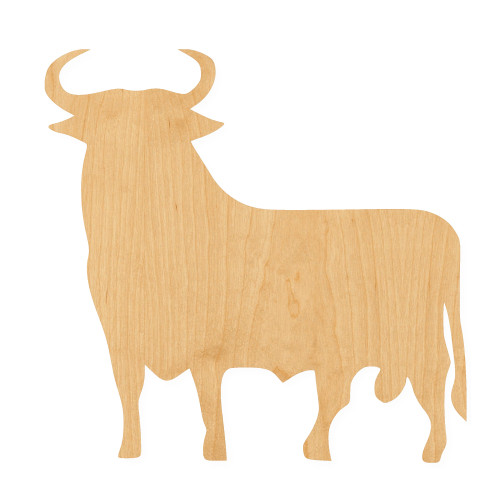 Bull 4 Wood Cutout for Crafts, Unfinished Baltic Birch Craft Shape