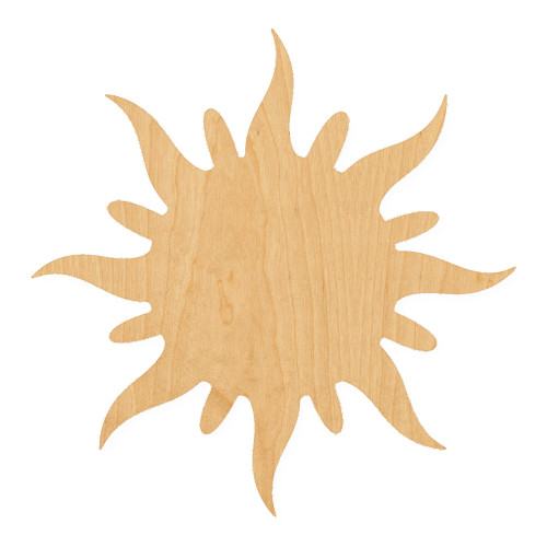 Sun 2 Wood Cutout for Crafts, Unfinished Baltic Birch Craft Shape