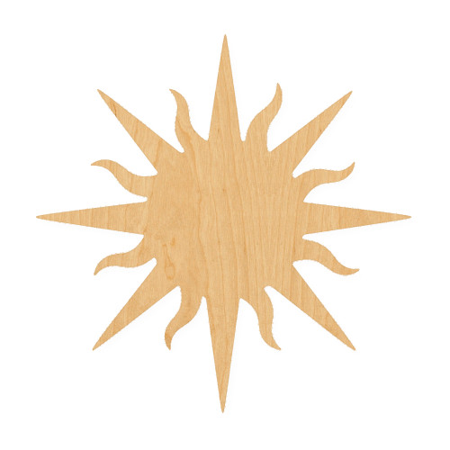 Sun 4 Wood Cutout for Crafts, Unfinished Baltic Birch Craft Shape