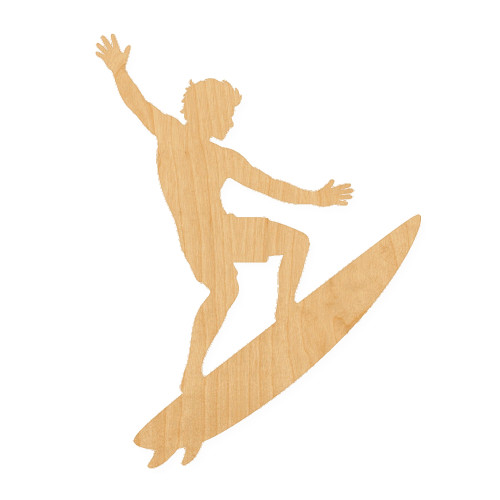 Surfer 2 Wood Cutout for Crafts, Unfinished Baltic Birch Craft Shape