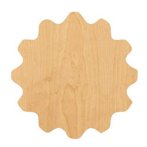 Gear 9 Wood Cutout for Crafts, Unfinished Baltic Birch Craft Shape