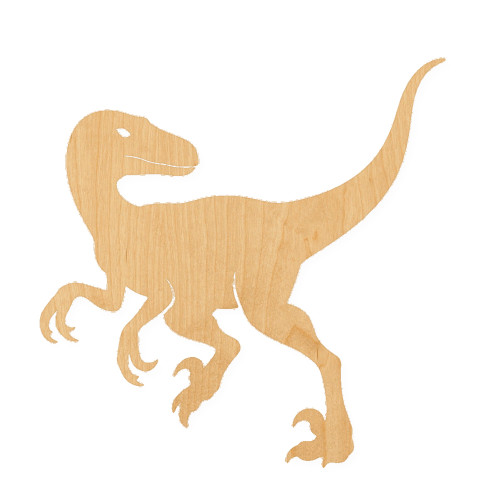 Velociraptor Wood Cutout for Crafts, Unfinished Baltic Birch Craft Shape