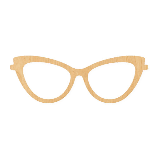 Glasses 1 Wood Cutout for Crafts, Unfinished Baltic Birch Craft Shape