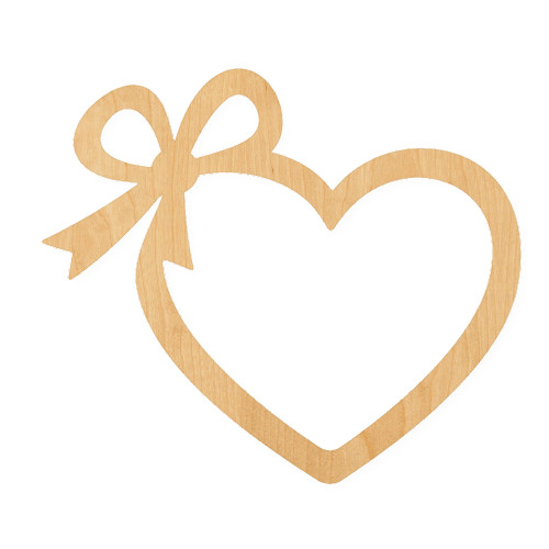 Heart Bow Wood Cutout for Crafts, Unfinished Baltic Birch Craft Shape