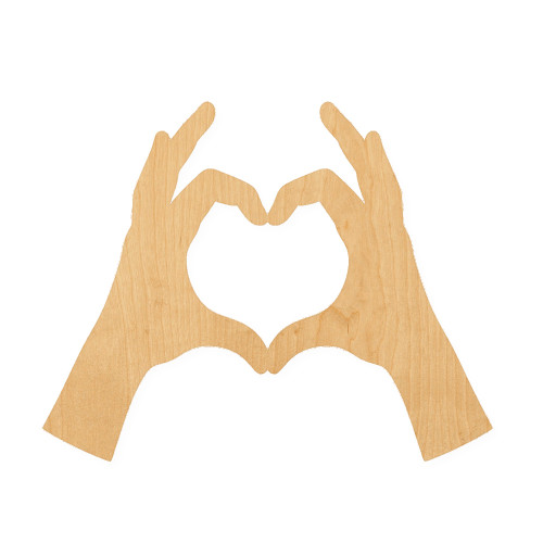 Heart Hands Wood Cutout for Crafts, Unfinished Baltic Birch Craft Shape