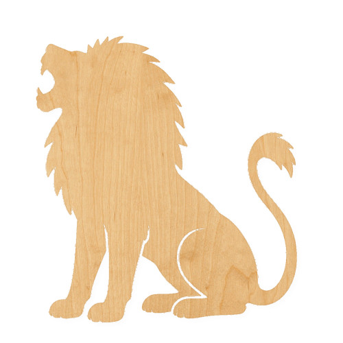 Lion 3 Wood Cutout for Crafts, Unfinished Baltic Birch Craft Shape
