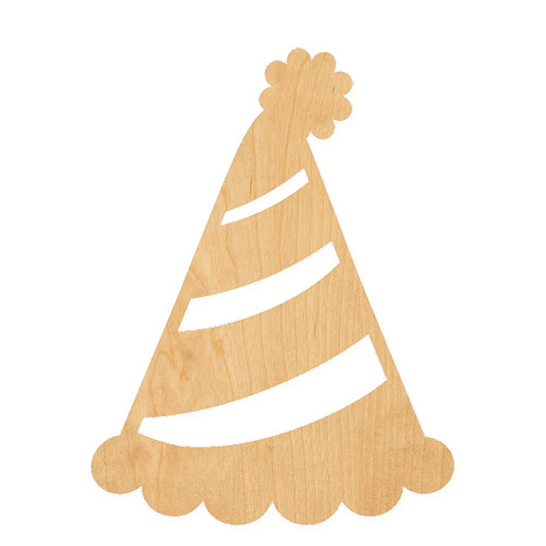 Party Hat Wood Cutout for Crafts, Unfinished Baltic Birch Craft Shape