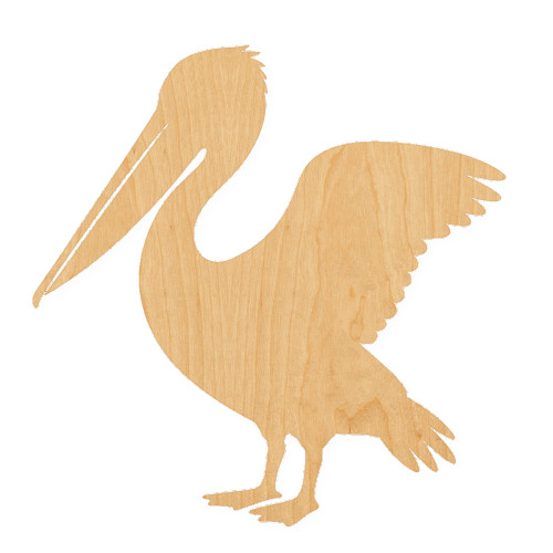 Pelican 1 Wood Cutout for Crafts, Unfinished Baltic Birch Craft Shape