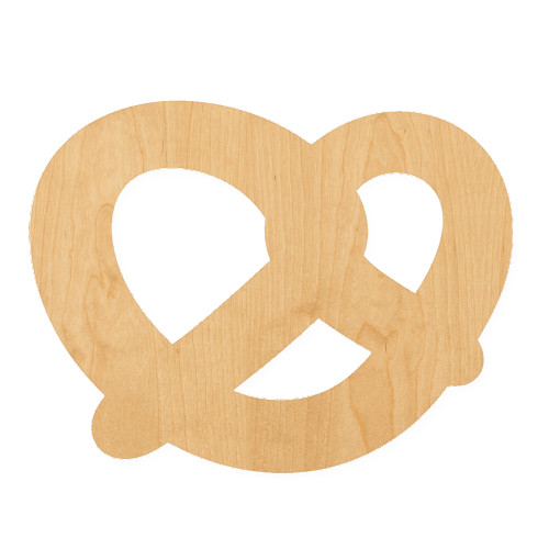 Pretzel Wood Cutout for Crafts, Unfinished Baltic Birch Craft Shape