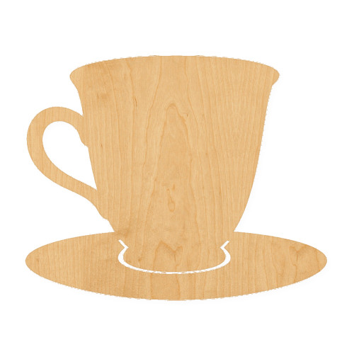Tea Cup Wood Cutout for Crafts, Unfinished Baltic Birch Craft Shape
