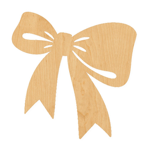 Bow 2 Wood Cutout for Crafts, Unfinished Baltic Birch Craft Shape
