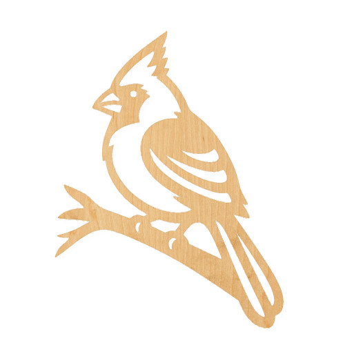 Cardinal 2 Wood Cutout for Crafts, Unfinished Baltic Birch Craft Shape